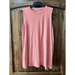 Chris & Carol Women's COTTON RIBBED PINK Sleeveless Dress Size Large NWOT